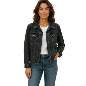 MTWTFSS Weekday Womens Size XS Black Stone Denim Button Front Trucker Jacket